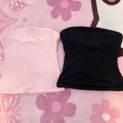 Pink + Black Tube Top Bandeau Top Bundle - Size: XS