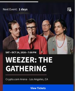 1 vip Weezer concert ticket tomorrow