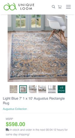 Unique Loom Lexington Rug - 7'× 10' (Light Gray/Blue) - Brand New