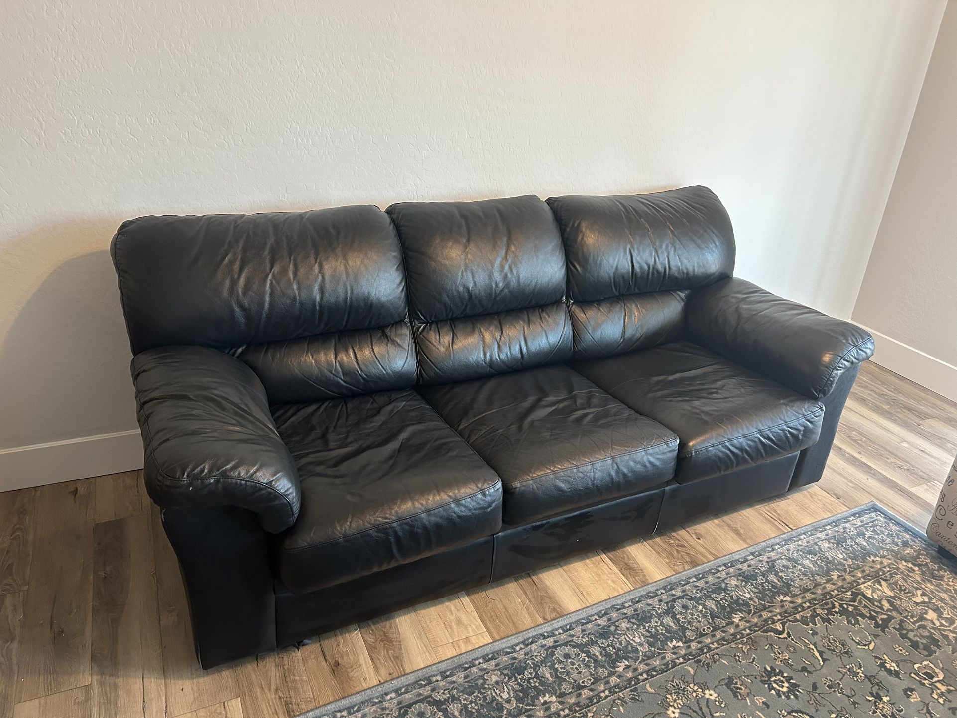 Black Leather Sleeper Sofa Couch