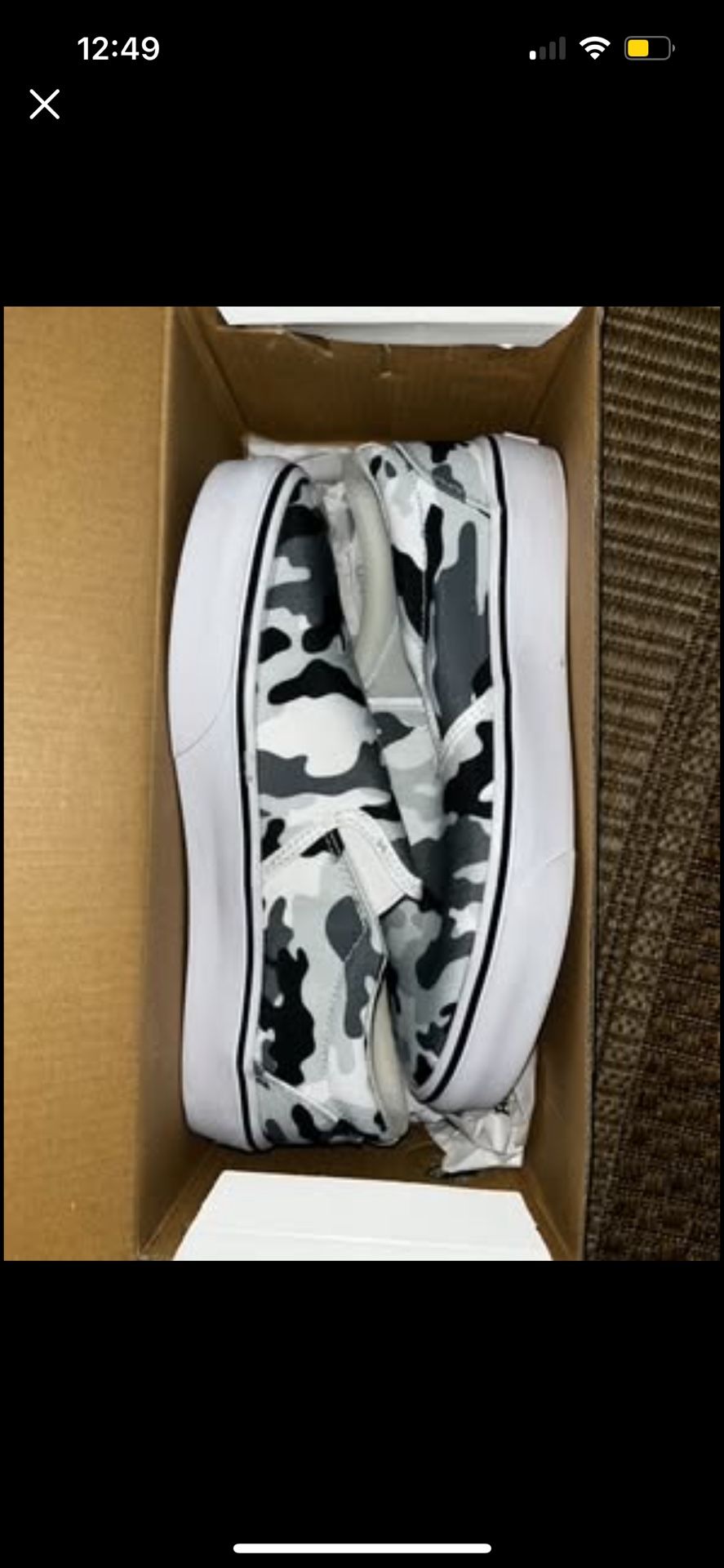RAAD Shop White & Grey Camo Slipons (US size 8W, 6M)