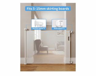 Veraste Retractable Baby Gate - 33.6" H X 55" W, White