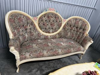 Victorian style ivory lounge chair