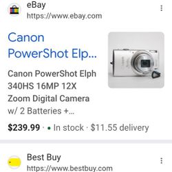 Canon Powershot as shown with 1 Battery