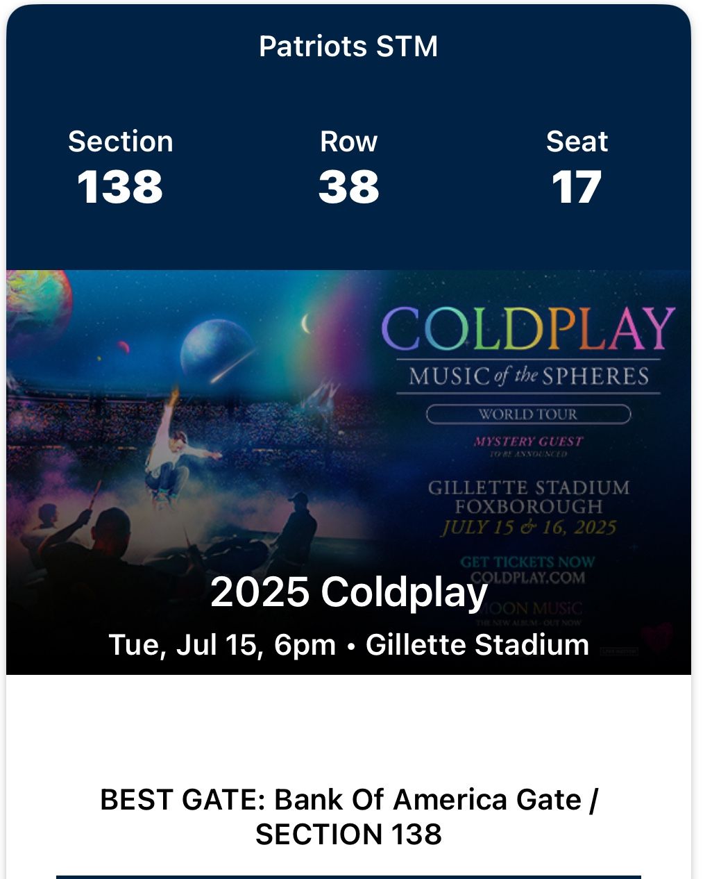 Codplay Ticket