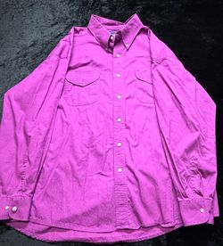 Men 2XL Vintage 90s Wrangler Button-Down Western Magenta Pink Longsleeve Shirt