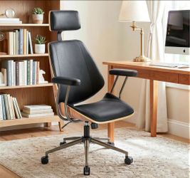 High Back Ergonomic Office Chair, with Headrest & Arms, Black, NEW