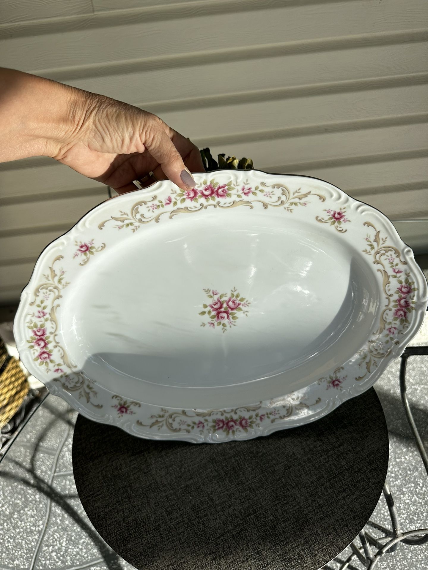 Vintage Style House (Rose Baroque Pattern) Fine China Oval 16 1/2