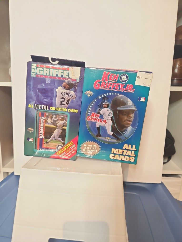 1998 Metallic Impressions Ken Griffey, Jr. Card Set And Ken Griffey, Jr. 1998 Metallic Impressions 5 All Metal Cards in Unopened Tin NIB