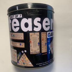 Set of 7 Different Brain Busters Cardinal Wood Peg Games in Metal Tin New