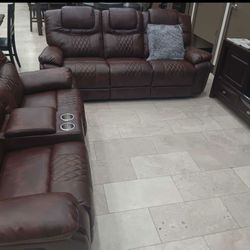 Santiago Two-Piece Sofa Loveseat Reclined In Living Room $1099 With Easy Finance