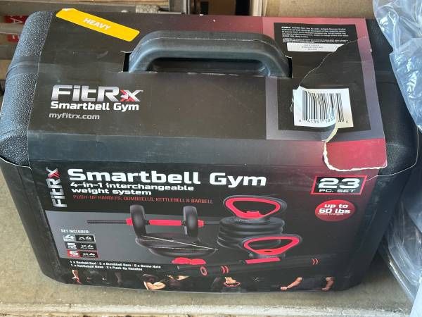 Brand New FitRX SmartBell Gym 60 lb 4 in 1 Adjustable Interchangeable Dumbbell Barbell & Kettlebell