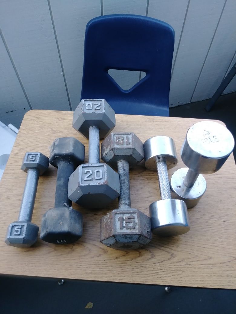 Dumbbell weights 70 pounds.