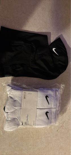 New Nike Ski Mask + 6-Pair Crew Socks Bundle — Black & White