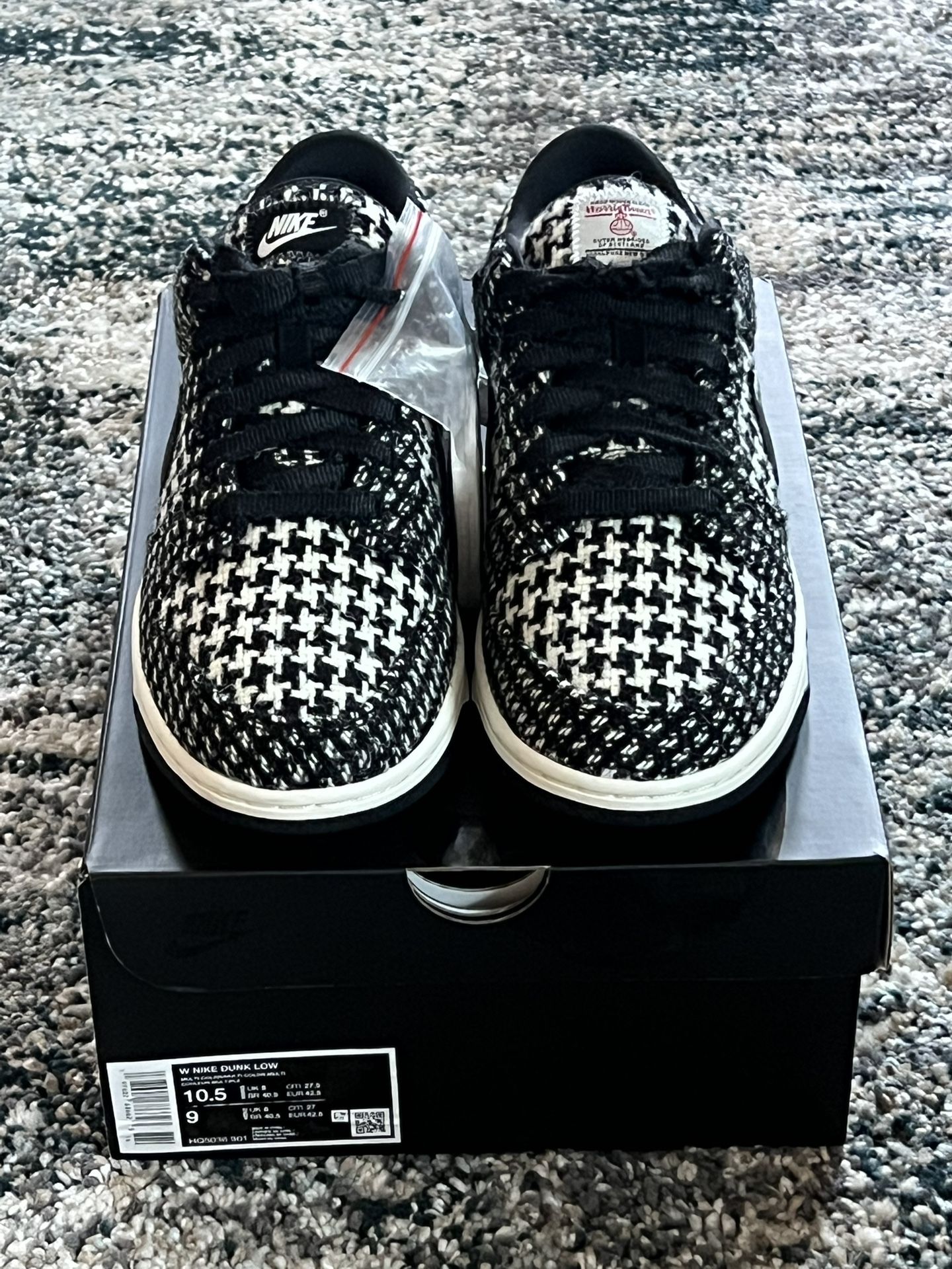 Nike Dunk Low x Harris Tweed White Black. Size 9 Men