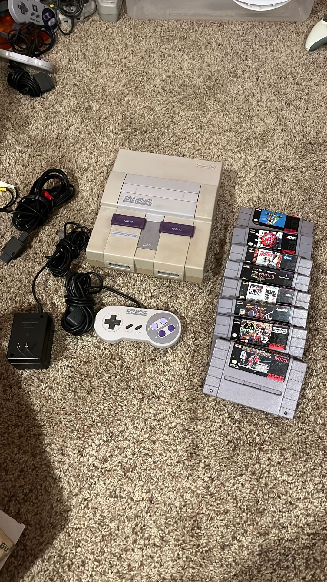Super Nintendo SNES Console And Games