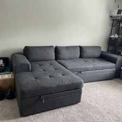 Pull Out Couch with Chaise Lounge and Storage