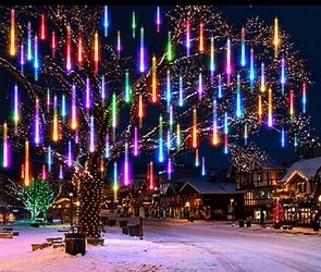 30CM Meteor Shower LED Lights – Blue, White, Yellow & Multicolor