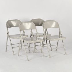 Homy Casa Frieda Eiffel 4PC Folding Metal Chairs, Morandi Grey, Open Box