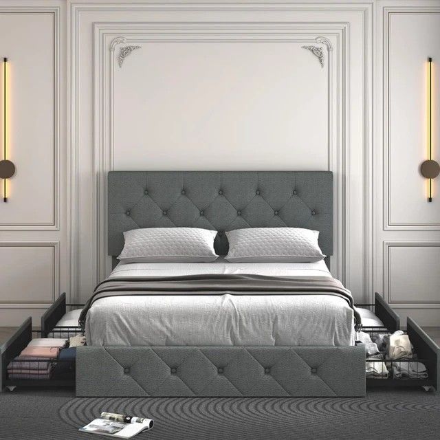 *Brand New* Queen Size Bed Frame Platform with 4 Storage Drawers (Mattresses Available)