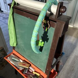 Tov Baby KidKraft Wooden Storage Easel with Dry Erase and Chalkboard 