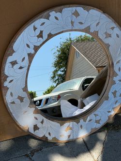 New wood and metal mirror 25”