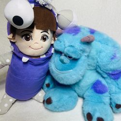 12” Disney Store Monsters Inc Sully Plush + 14” Boo Plush