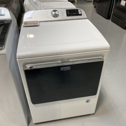 MayTag White Smart Top Load Electric Dryer With Extra Power Button - 7.4 Cu. Ft.