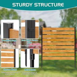 2373 $70  Air Conditioner Fence Outdoor Privacy Screens, 2Panel 38" W x 42" H Wood Fence Panels Trash Can Fences with Metal Stakes, Pool Equipment Enc