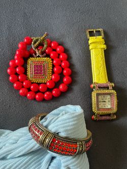 Heidi Daus Neckace, Bangle, and Watch Set
