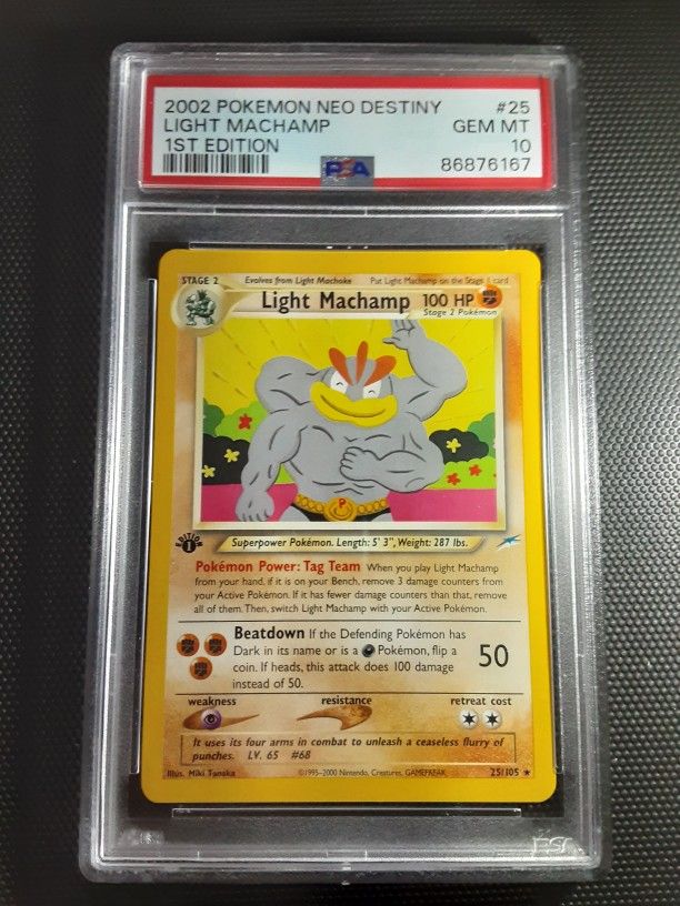 PSA 10 1st Edition Light Machamp 25/105 Neo Destiny Rare Pokemon card -  www.benaras.co