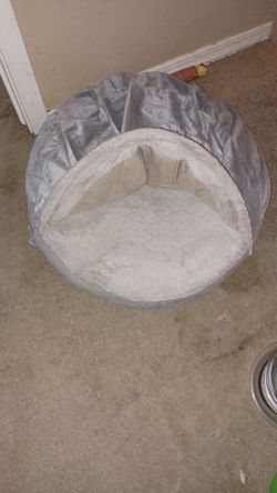 Gray Hooded Pet Cave Bed