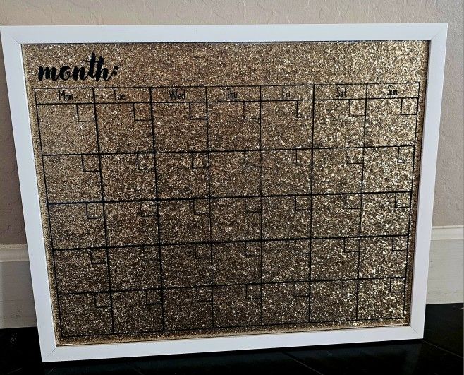 Sparkly Gold Dry Erase Calendar