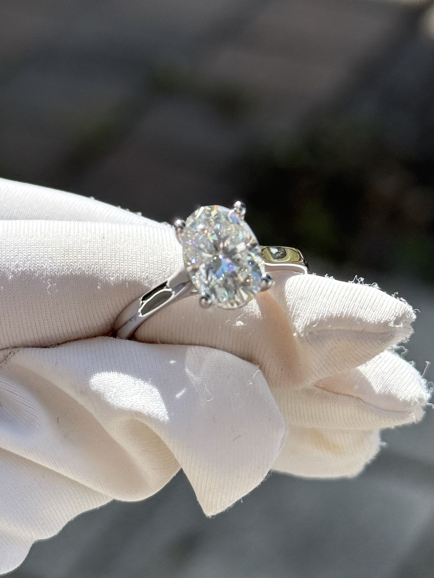 NEW Certified 2.5ct Oval cut moissanite D VVS1 S925 sterling silver engagement ring in size