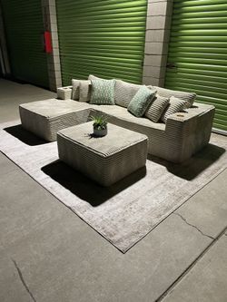 *Free Delivery* Cleaned Boneless Corduroy Sectional Couch Sofa w/ Ottoman