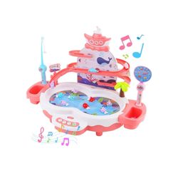 Maycoly 3in1 Fishing Game Toys for Kids with 34PCS Accessories Including Fishing Rod, Small Fish, Track, etc., STEM Toys with Music and Stories for Pr