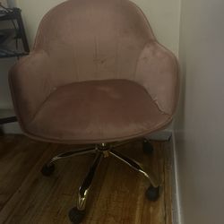 Aurora Velvet Office chair with gold chrome base