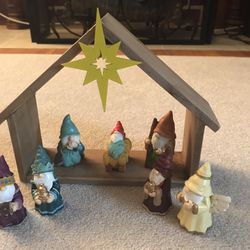 Lakeside Collection Gnome Nativity & Stable