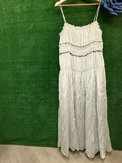 J Crew Silver Ruffle Long Maxi Dress Size XL Brand New