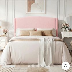 Full Size Full Bed Frame, Platform Upholstered Bed with Soft Teddy Fabric Curved Headboard, Pink