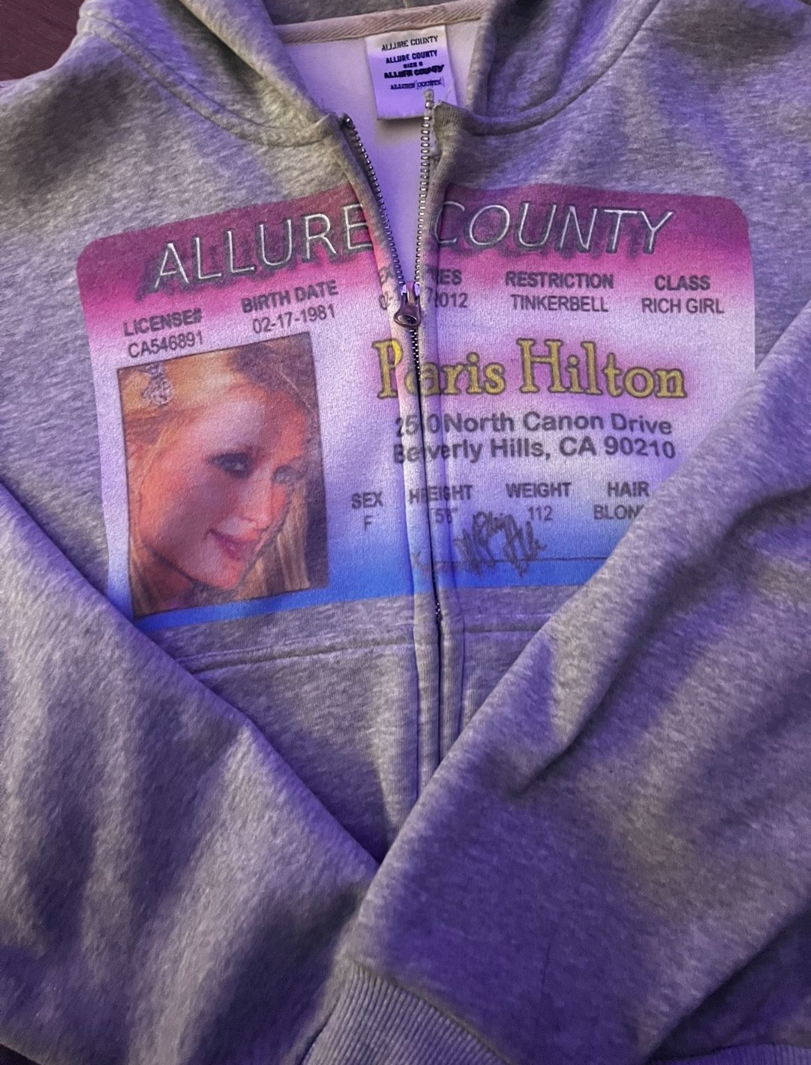 allure county paris hilton zip up