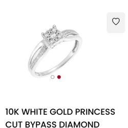 10k White GOLD PRINCESS CUT BYPASS DIAMOND