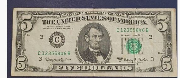 1963 $5 bill USA