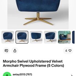 Morpho Swivel Upholstered Velvet (blue)