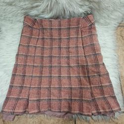 Boden Blush Pink Plaid Pattern British Tweed Pencil Skirt Size 8 Regular