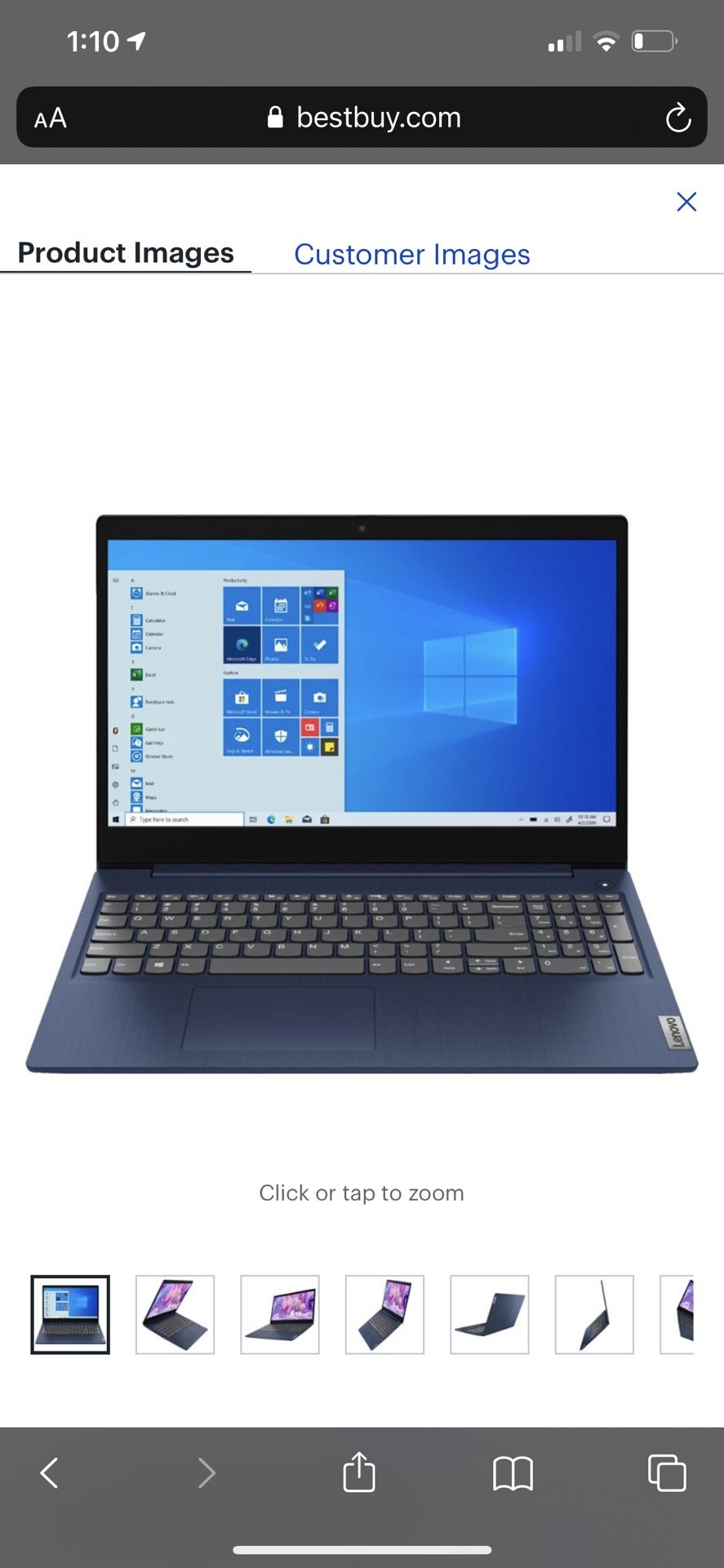  Lenovo - Ideapad 3 15 15.6" Touch-Screen Laptop - Intel Core i3 - 8GB Memory - 256GB SSD - Abyss Blue