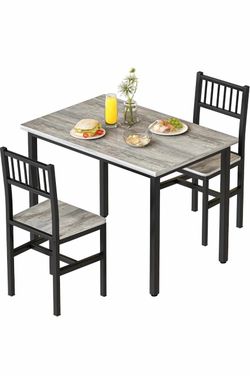 Piece Dining Table Set for 2, Small Wooden Kitchen Table Set with Chairs, Space Saving Breakfast Nook Table and Chairs Set of 2, Modern Dinette Set fo