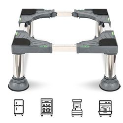 Mini-Fridge Stand/Washing Machine, Adjustable 4 Leg Dolly Stand - Grey