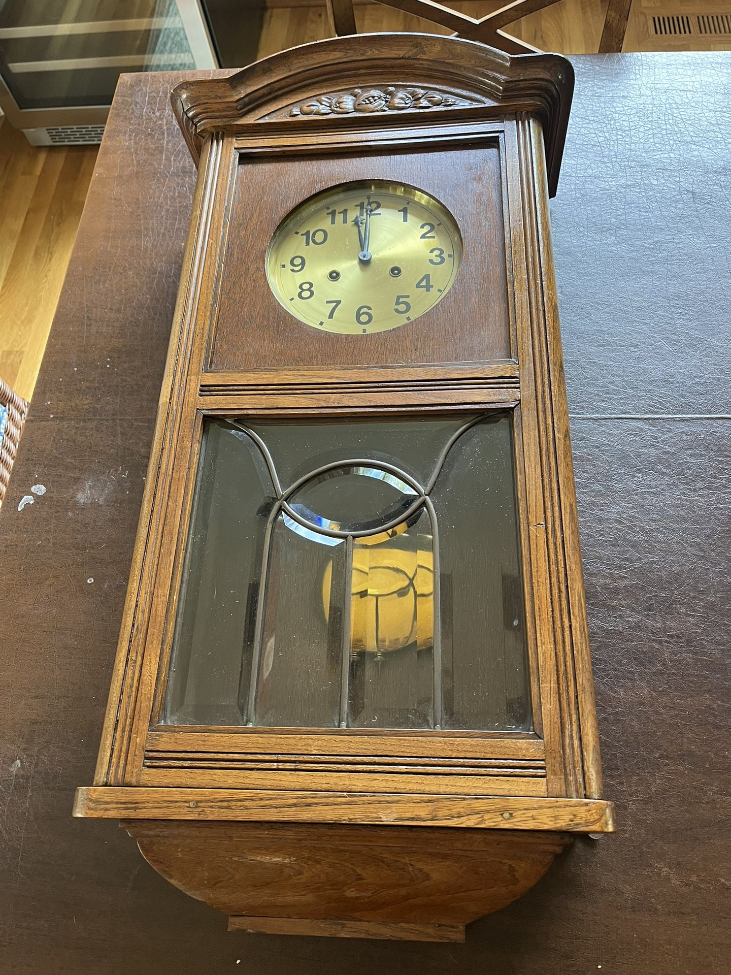 Antique Pendulum Wall Clock, Works Great