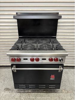 6 Burner Gas Range Wolf challenger 35” NSF Commercial Restaurant Stove on wheels looks like new It’s Available!!!!